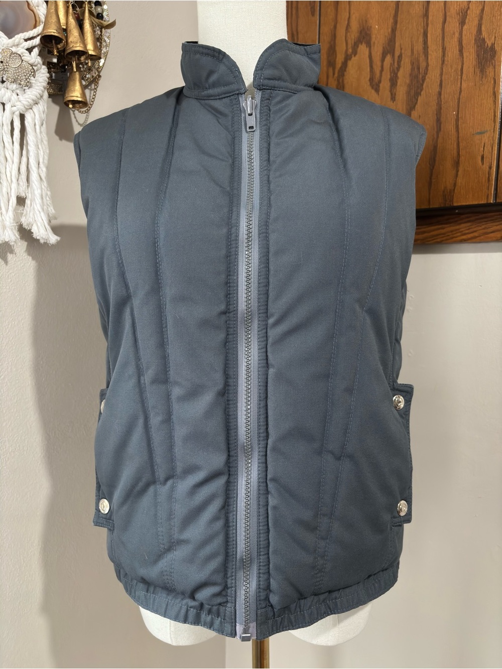 Vintage Obermeyer Quilted Reversible Puffer Vest Gray Size Medium